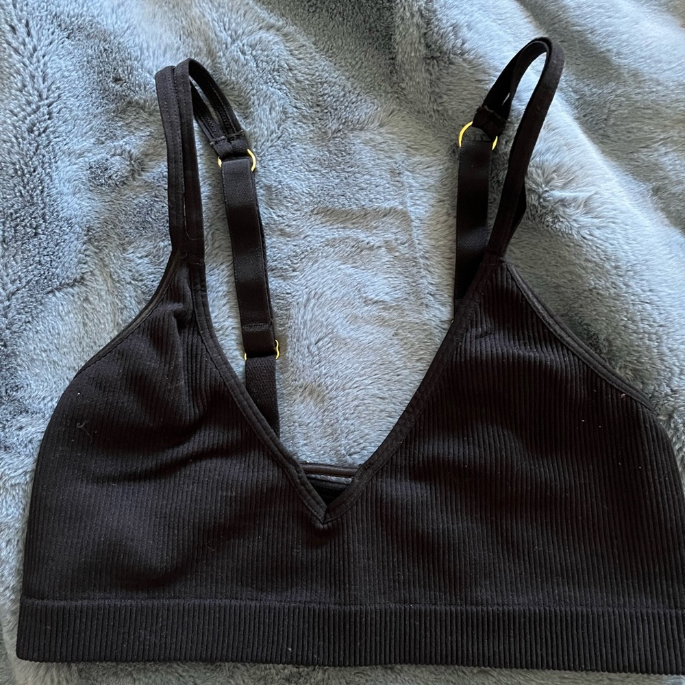 Lively Black Ribbed Bralette